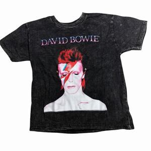 David Bowie Aladdin Sane Black Distressed T-Shirt Women’s XS NEW with tags
